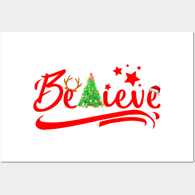 Believe in Christmas Red Wall Art by dnlribeiro88